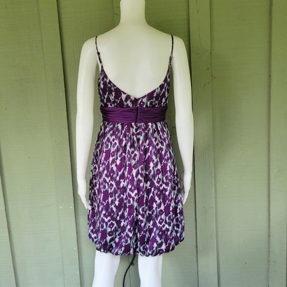 NWT MAX & CLEO Purple Print Bubble Hem Dress 4 - Picture 3 of 4